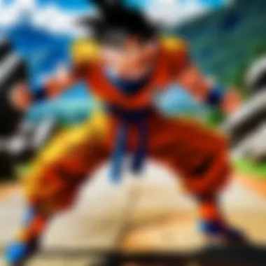 A vibrant scene from Dragon Ball Z showcasing Goku in action