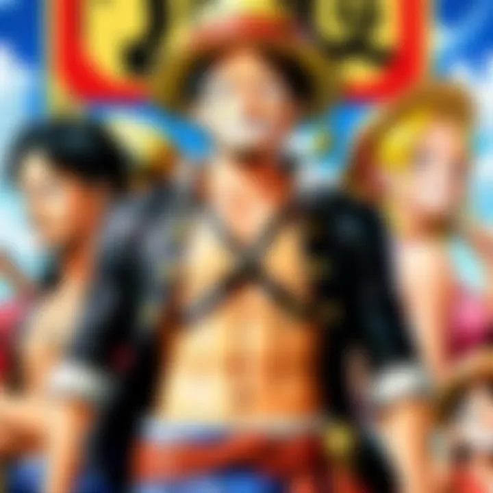 A theater marquee featuring the One Piece movie, inviting fans to watch on the big screen.